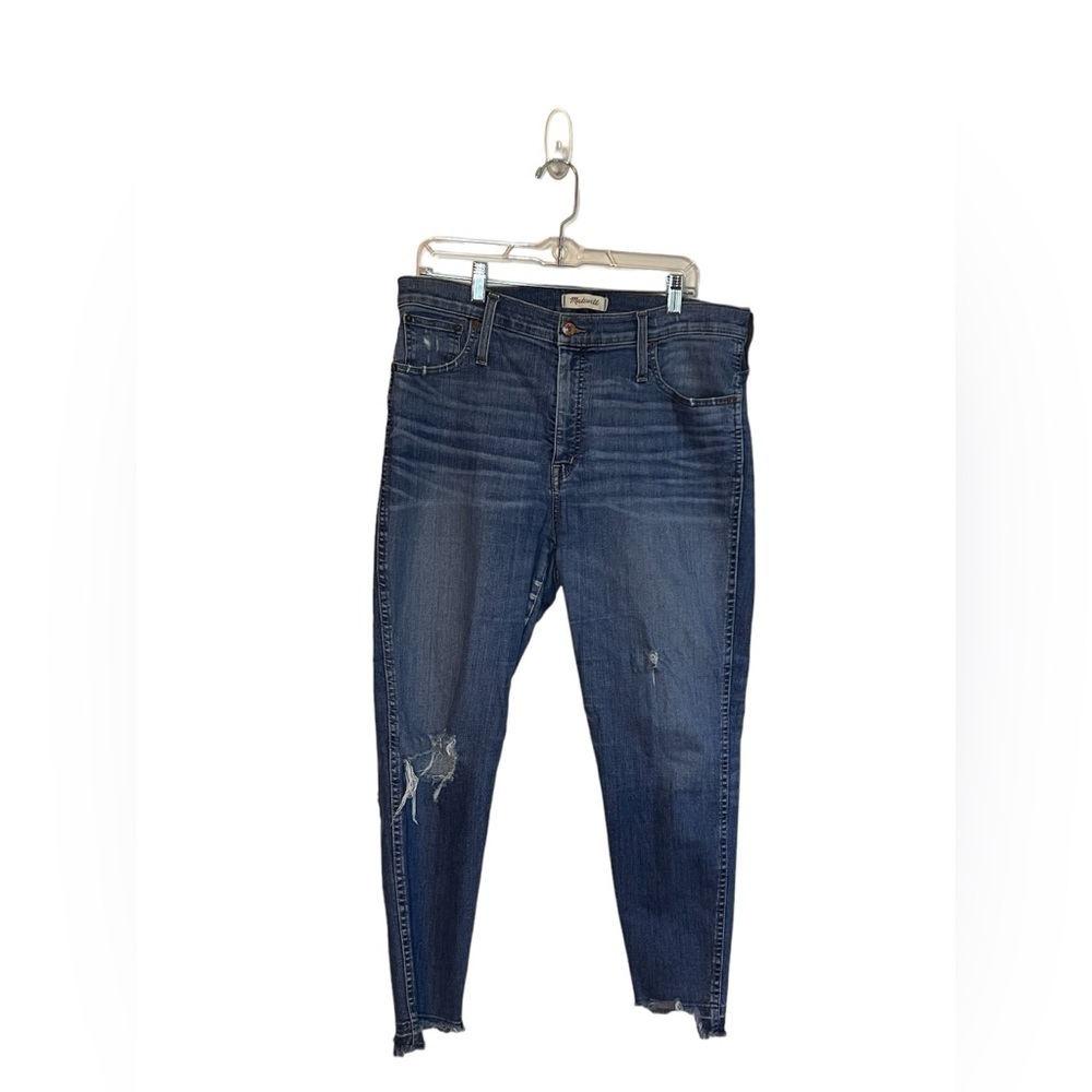 Madewell 33P 10" High Rise Skinny Jeans Distressed Raw Hem Blue Denim